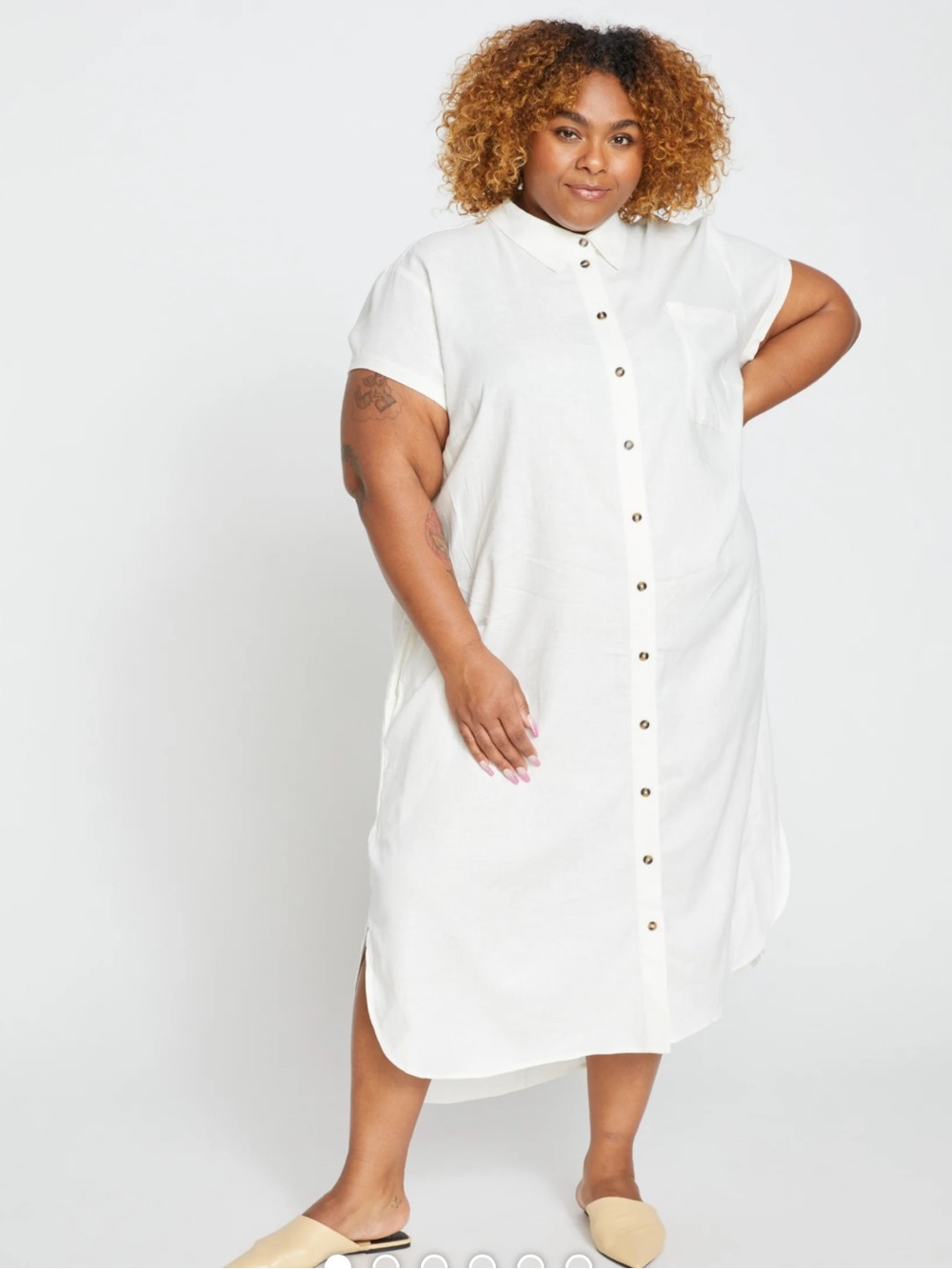 Universal Standard Dune White Linen Blend Shirtdress ~ L (22-24)